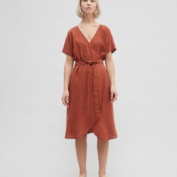 terracotta linen dress
